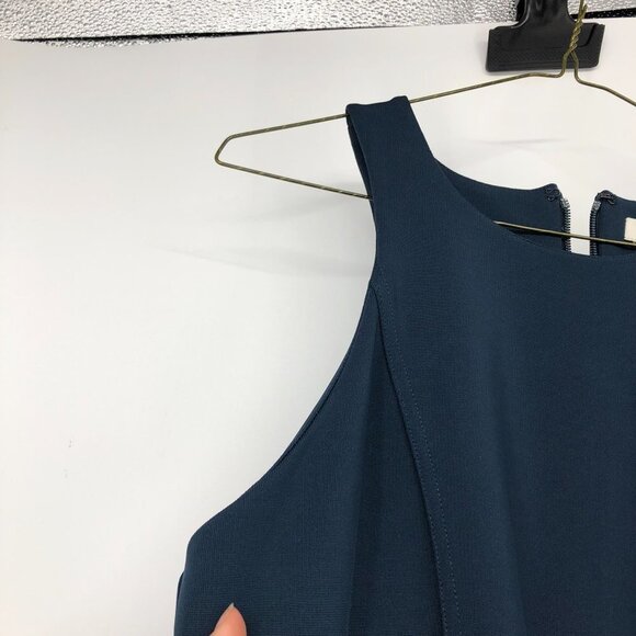 Jonathan Simkhai Navy Blue racerback structured Flared pleated  midi dress - Picture 13 of 14